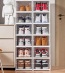 Caixa de Sapato Dobrável Armazenamento Transparentes Sapateira Empilhável Prova de Poeira Dormitório Armário