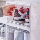 Caixa de Sapato Dobrável Armazenamento Transparentes Sapateira Empilhável Prova de Poeira Dormitório Armário - Tik Trend