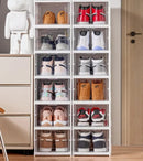 Caixa de Sapato Dobrável Armazenamento Transparentes Sapateira Empilhável Prova de Poeira Dormitório Armário - Tik Trend