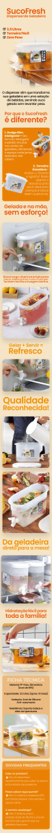 SucoFresh - Suqueira Plástica Com Tampa e Torneira Para Geladeira - Entrega Grátis - Tik Trend